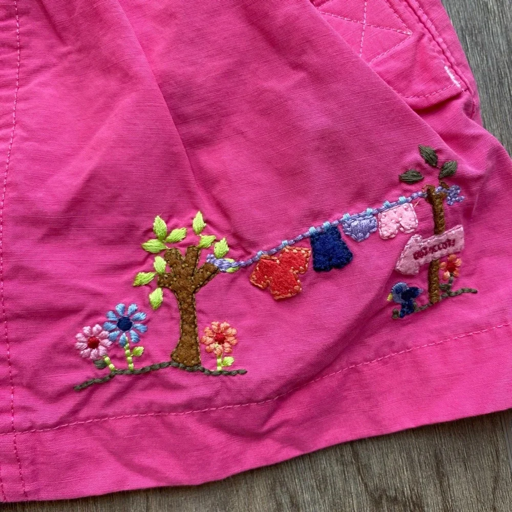 OshKosh B'gosh Pink Skirt 12 Months Embroidered Flowers Cotton Nylon‎ Spring Y2K